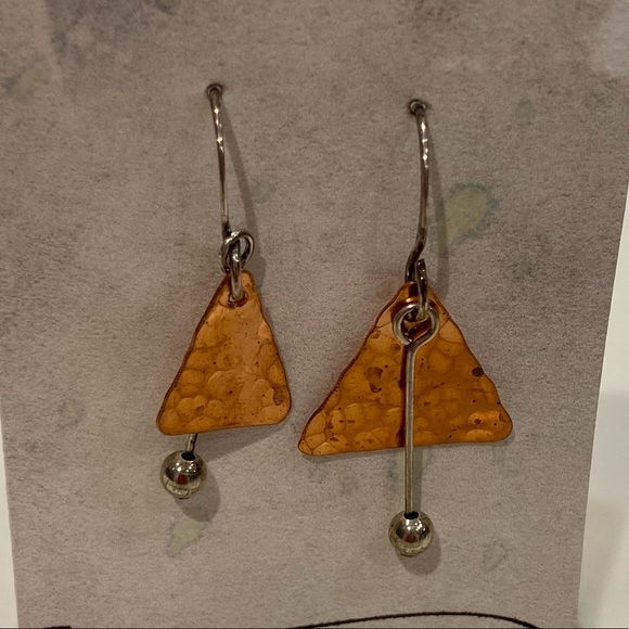 Handcrafted Copper Dangly Earrings - Picture 2 of 4